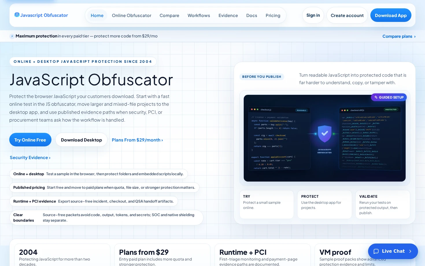 JavaScript Obfuscator 页面快照